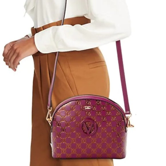 SALE! ✅ Valentino Diana Logo-Adorned Leather Bag Magenta / Gold ✨ NWT - Picture 5 of 13